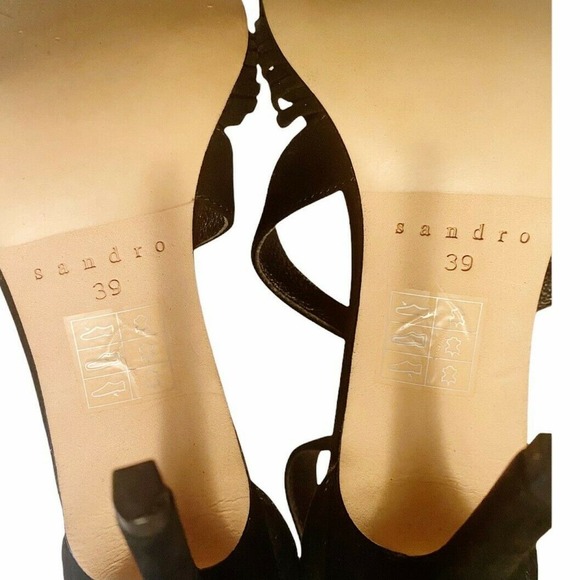 SANDRO PARIS Elisa Black Suede Heels Knotted Strappy Sandals 39 US 8 - 8.5 NIB - Picture 6 of 11